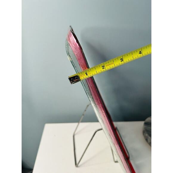 17” x 12” Large Christmas Serving Platter Infused Glass 14" Santa Stops Here - Picture 4 of 8